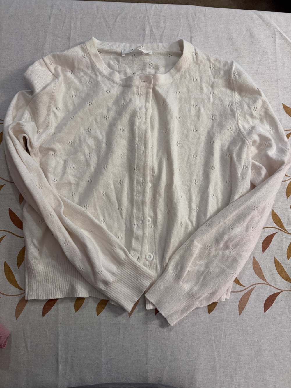 2-Astr Cream Eyelet Button-Front Cardigan Sweater